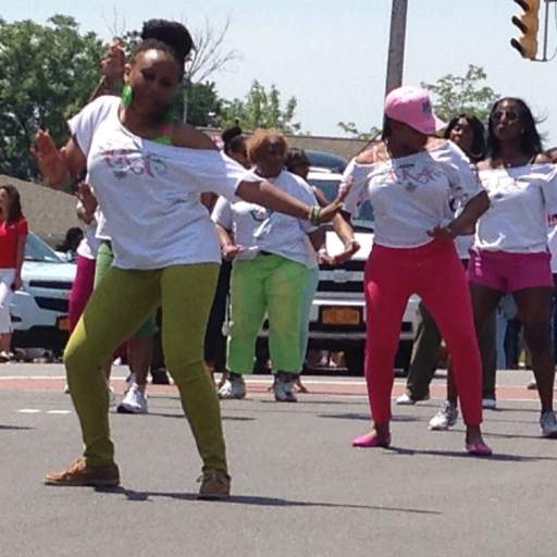 Dance group performing at Juneteenth parade.