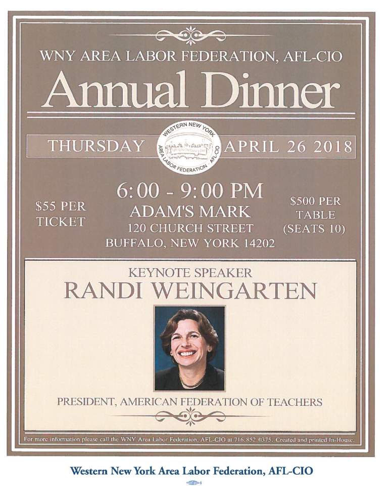 WNY Area Labor Federation 2018 Annual Awards Dinner