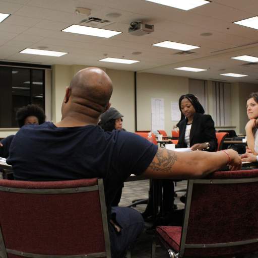 A group session at the Feb. 23 community policing surveyor training.