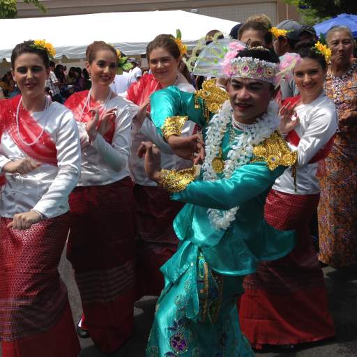 Dancers in traditional Myanmar dress.