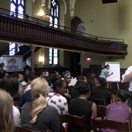 Aaron with the crowd