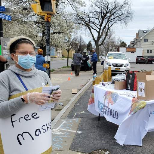 Face mask distribution at Bailey and Kensington.