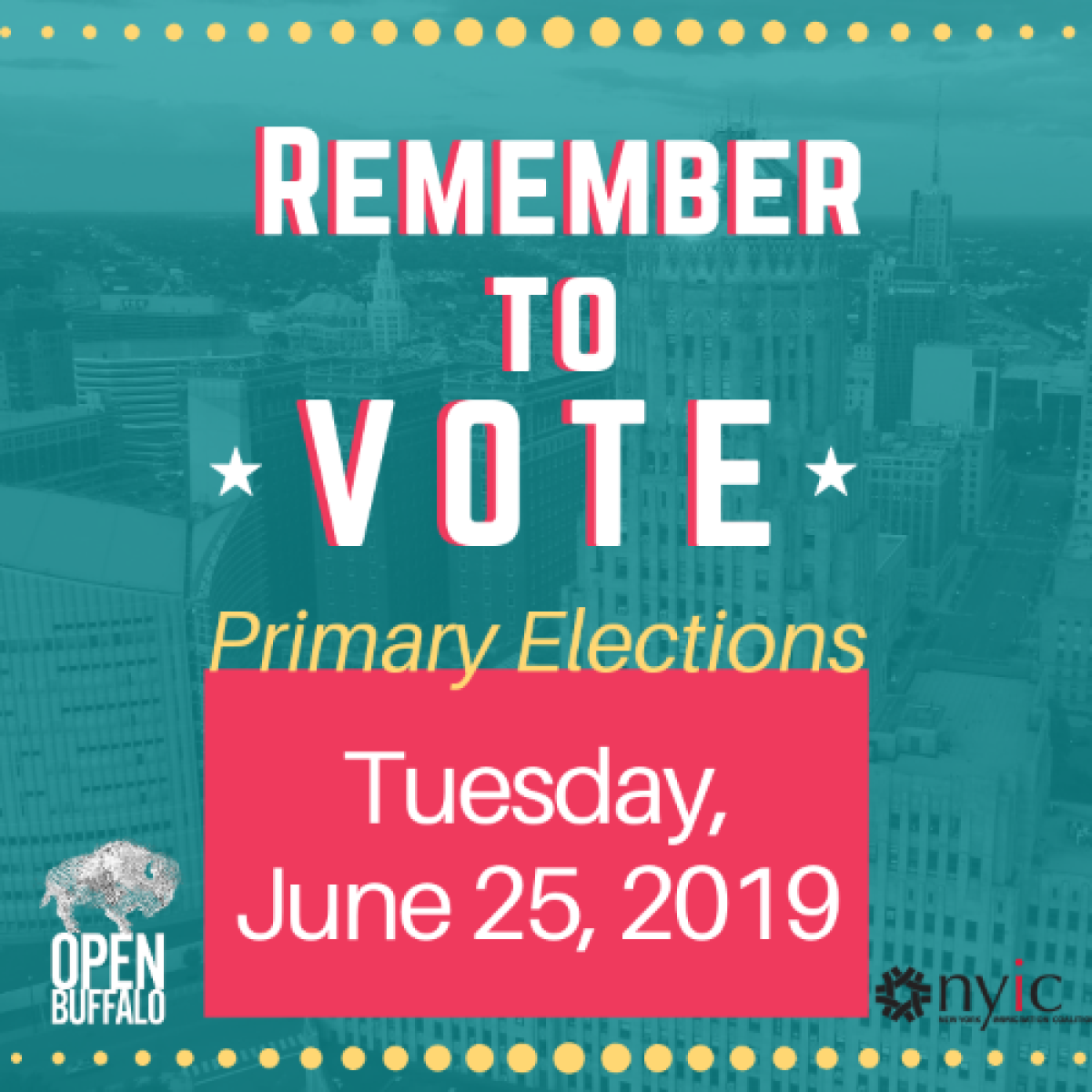 Remember to Vote Primary Elections for City of Buffalo and Erie County