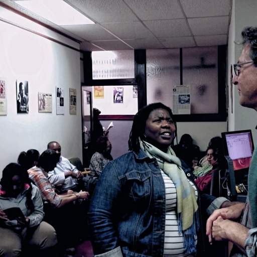Open Buffalo partners chat during a pre-show reception.