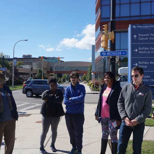 In front of the Buffalo Niagara Medical Campus