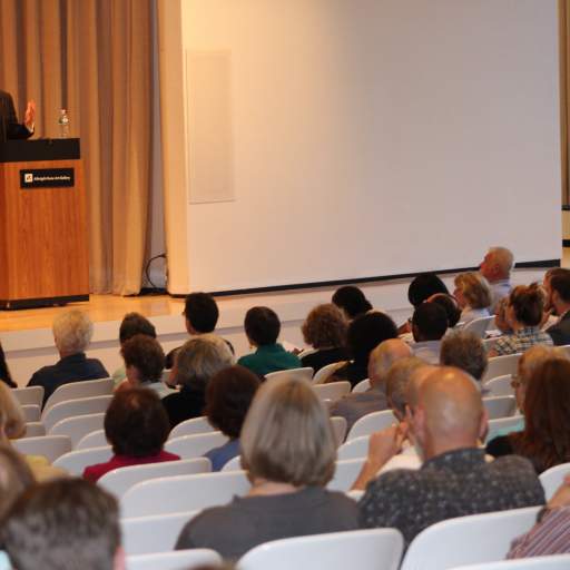 04. Dr. Leon Botstein addresses a crowd at the Albright-Knox Art Gallery.