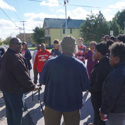 Mike Threat (Greater East Side Fields of Dreams Block Club) talks with Emerging Leaders about challenges in the East side community