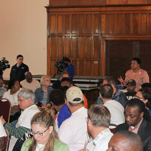Grace Tate of the Buffalo Urban League makes a comment during the May 4 Ellicott District Stakeholders meeting.